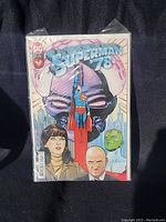 Front cover of Superman 78 comic book showing colorful retro comic art with characters including Superman, a woman, an older man, an alien, and a large brain-shaped figure in background.