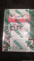 Front of sealed 1992 Fleer Baseball Cards box showing branding, baseball card images, and sealed shrink wrap.
