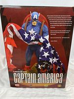 Captain America statue original box with back description and branding.