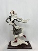 Full side view of the skating girl figurine with flowing scarf and detailed clothing texture.