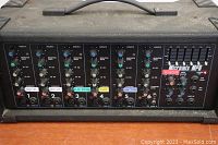 Front view of Yorkville Micromix MP6 mixer showing all six channels, master section, and tolex casing.