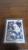Front view of Bo Bichette Bowman 2019 rookie card showing action photo and team logos.