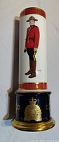 Vase section depicting Mountie from 1874 uniform in red tunic and wide-brim hat
