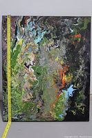 Full view of the acrylic painting with measuring tape along the side showing approximately 20 inches width.