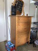 Front view showing full dresser with mirror attached