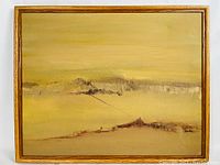 Full view of the original abstract seascape oil painting in original wood frame.