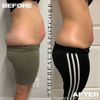 Side-by-side before and after images of abdominal area following body contouring session