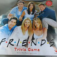 FRIENDS Trivia Game box cover showing main cast photo and title of the game.