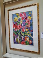 Full view of framed watercolor painting showing artwork, mat, and frame