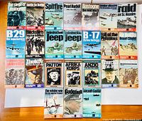 Top-down photo of all 24 books laid out in rows showing front covers, featuring titles and cover images.