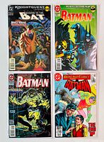 Four Batman comic books including Knightquest: The Search - Shadow of the Bat #1, KnightsEnd Batman #1, Batman Prodigal #1, Detective Comics #887 with colorful illustrated covers.