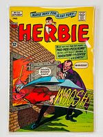 Front cover of Herbie comic book issue #20 showing cover art by Kurt Schaffenberger, depicting a dynamic scene between Herbie and Dracula.
