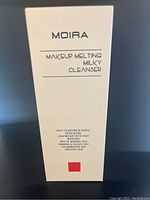 Photo shows the front box of Moira Makeup Melting Milky Cleanser with product details.