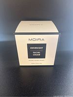 Box of Moira Overnight Treatment Facial Cream with clear text showing product details.
