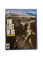 Front view of sealed PS4 game The Last of Us Remastered showing cover art with two characters and game title.