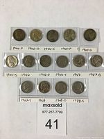 Overview of all 18 Jefferson Nickels laid out with labels for each coin.