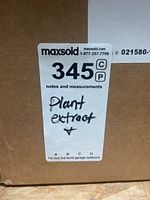 MaxSold lot label on closed box reading 'Plant extract'