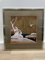 Frontal view of framed Japanese drawing showing entire artwork and frame.