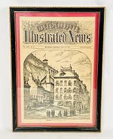 Full front view of the framed printed cover showing detailed black and white illustration and title