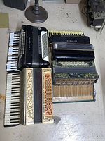 Top-down view showing four accordions in the lot