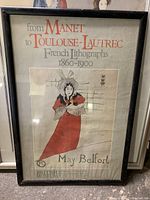 Full view of the framed lithograph poster 'From Manet to Toulouse-Lautrec: French Lithographs 1860-1900' displaying the artwork and title.