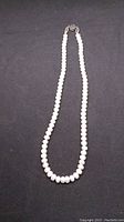 Full view of necklace on black background