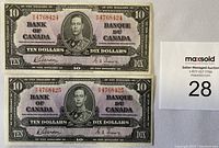 Obverse of both notes laid side by side showing serial numbers KD4768424 and KD4768425