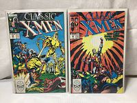 Two Classic X-Men comic books side by side showing front covers, Vol 24 (1988) on left, Vol 34 (1989) on right.