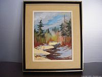 Framed winter forest landscape oil painting by W. Pranke, showing overall presentation and frame condition.
