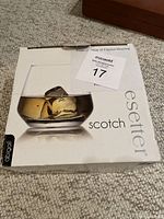 Box of Esetter scotch glasses showing brand and product name