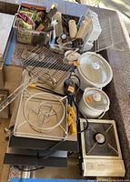 Overview of all appliances and accessories on countertop
