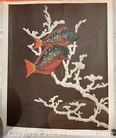 Photo of the unframed Roy Taylor signed print titled 'Tropical Fish' showing two vibrant tropical fish over white coral on dark background