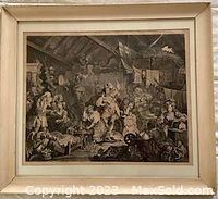 Full photo of framed engraving showing entire artwork and frame condition.