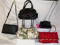 Overview of all five purses showing variety of styles and colors