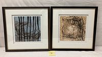 Pair of framed abstract prints displayed side by side against a neutral background
