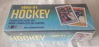 Sealed box of the 1990-91 O-Pee-Chee Hockey Complete Card Set with 528 cards.