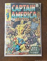 Front cover of Captain America #133 showing title, cover art of the Bulldozer and Falcon, 15¢ price