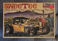 Original box with vintage Sweetee street rod car artwork on top and side panels.