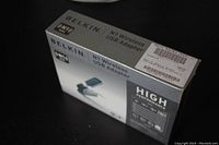 Box of Belkin N1 Wireless USB Adapter showing front and side view with product name, features, and sealed condition.