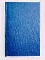 Front cover of the hardcover book, blue textured material with no title on cover