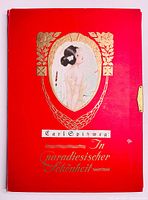 Front cover showing red hardcover with gold embossed title and illustration by Carl Spizweg, with working clasp.