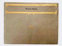 Original portfolio envelope with Historic Ontario gold embossed title and design on gray textured paper.
