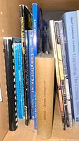 Books on shelf showing spines of books on sailing, Middle Ages, English and European history