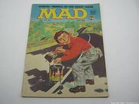 Front cover of MAD Magazine Issue No. 96 showing illustrated man painting a black stripe with a MAD paint can, titled Special "Middle-of-the-Road" Issue, dated July 1965.