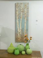 Side view of the canvas showing birch tree print in detail