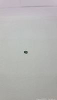 Image shows the oval cut natural green sapphire gemstone from a distance on white background.