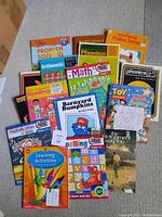 Books arranged in a group showing colorful educational children's activity and puzzle books.