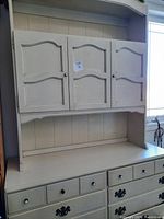 Front view of full two-piece hutch and cabinet set