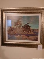 Full front view of framed print showing landscape and frame detail