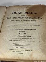 Title page of the Holy Bible with publication details by Kimber and Sharpless, Philadelphia.